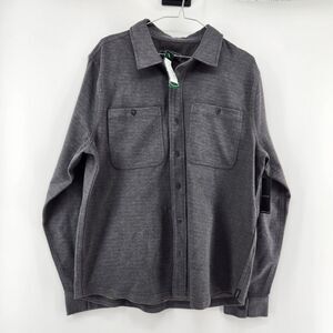 Liverpool Los Angeles Men's Dark Grey Medium Knit Long Sleeve Button Up Shirt